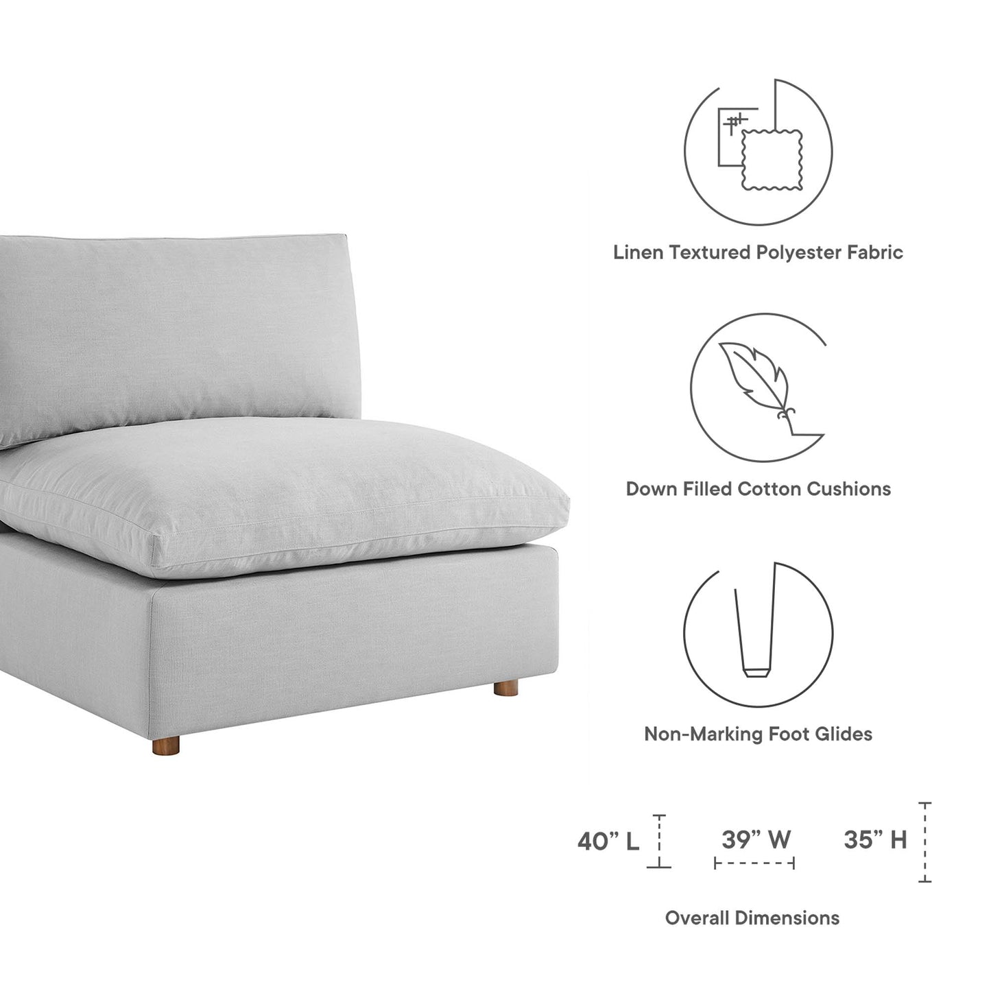 Commix 5 Piece Down Filled Overstuffed Sectional Sofa Set by Furniture for America