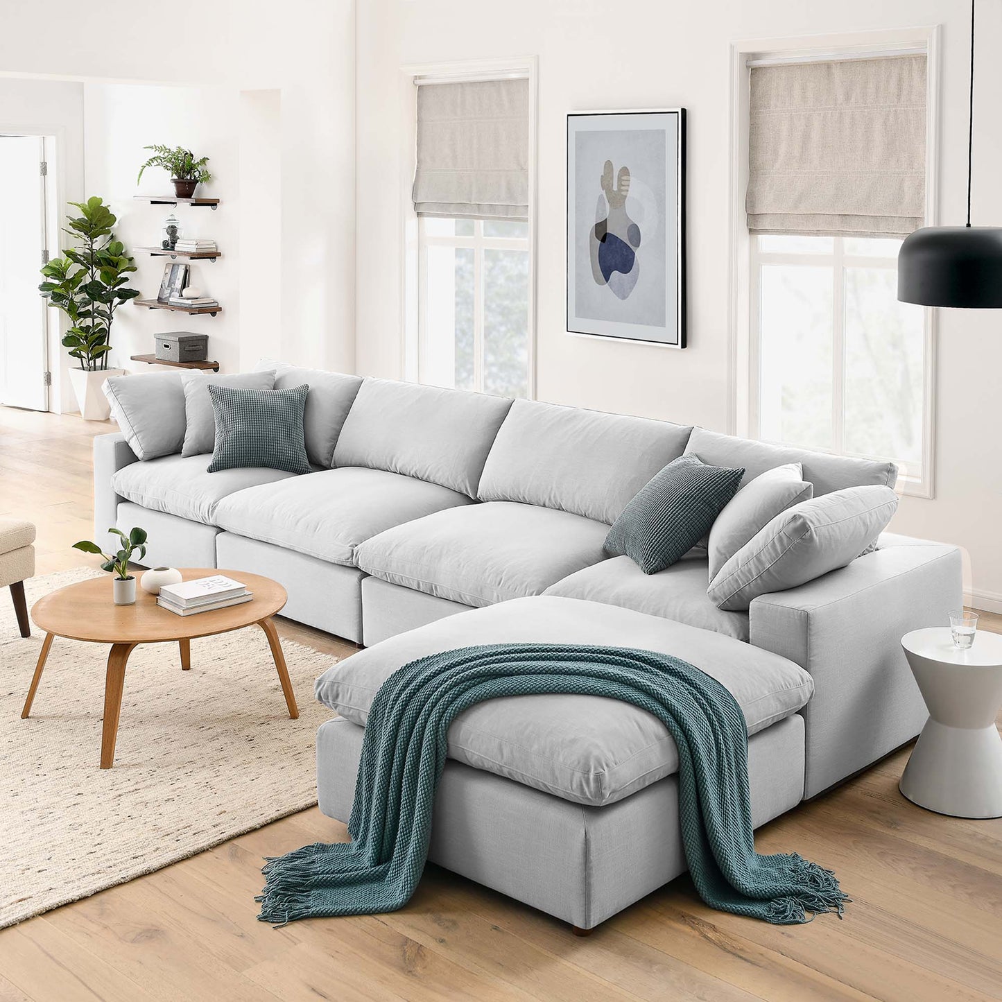 Commix 5 Piece Down Filled Overstuffed Sectional Sofa Set by Furniture for America