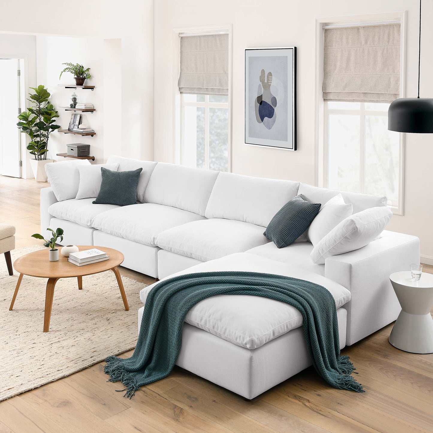 Commix 5 Piece Down Filled Overstuffed Sectional Sofa Set by Furniture for America