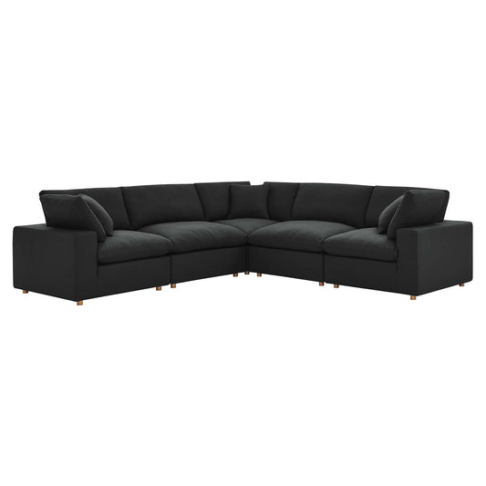 Commix 5 Piece Down Filled Overstuffed Sectional Sofa by Furniture for America
