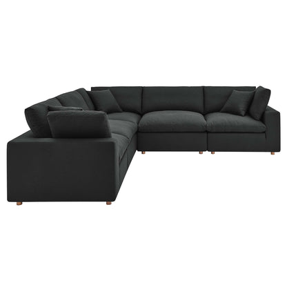 Commix 5 Piece Down Filled Overstuffed Sectional Sofa by Furniture for America