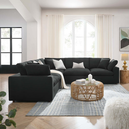 Commix 5 Piece Down Filled Overstuffed Sectional Sofa by Furniture for America