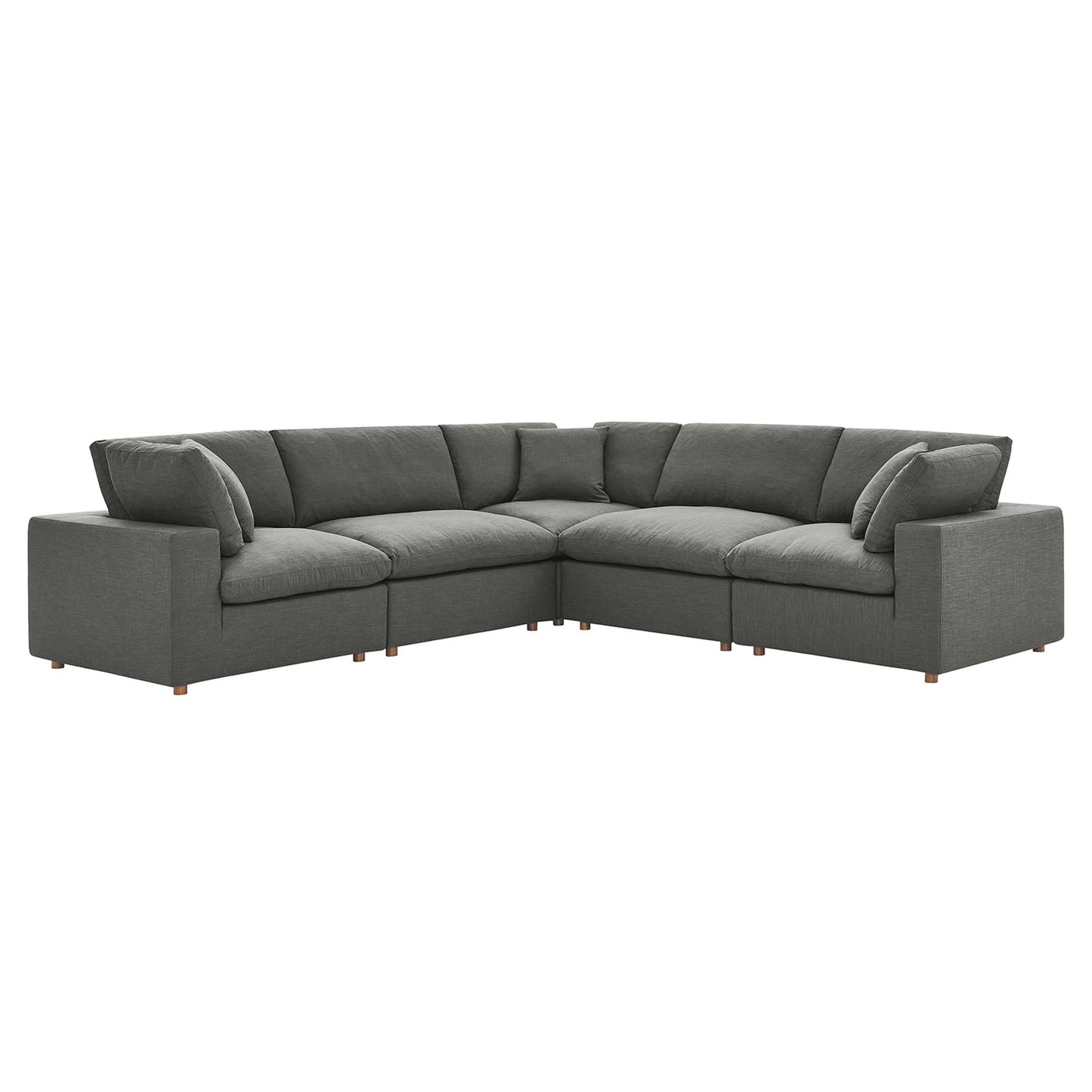 Commix 5 Piece Down Filled Overstuffed Sectional Sofa by Furniture for America