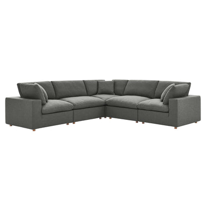 Commix 5 Piece Down Filled Overstuffed Sectional Sofa by Furniture for America