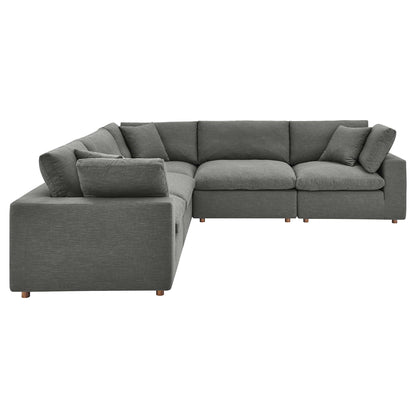 Commix 5 Piece Down Filled Overstuffed Sectional Sofa by Furniture for America