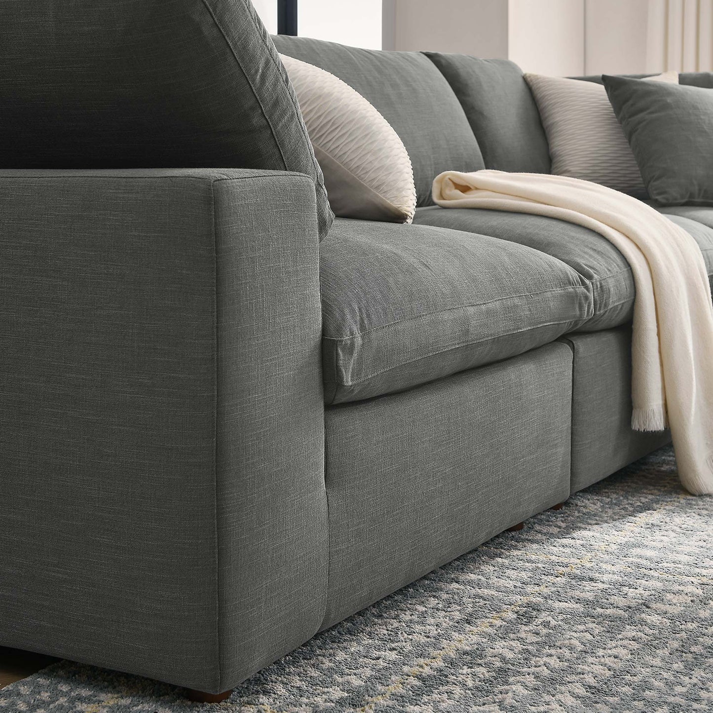 Commix 5 Piece Down Filled Overstuffed Sectional Sofa by Furniture for America