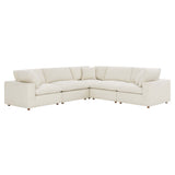 Linden 5 Piece Down Filled Overstuffed Sectional Sofa in Light Beige