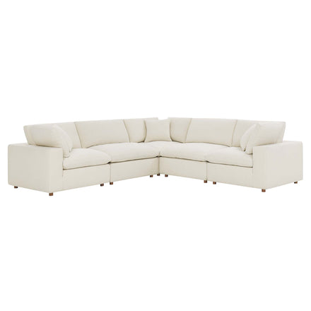 Commix 5 Piece Down Filled Overstuffed Sectional Sofa in Light Beige