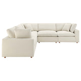 Linden 5 Piece Down Filled Overstuffed Sectional Sofa in Light Beige