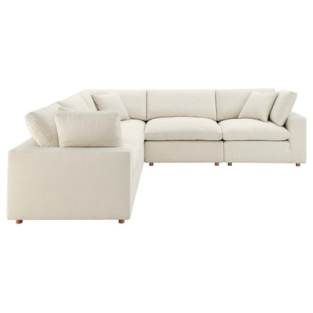 Commix 5 Piece Down Filled Overstuffed Sectional Sofa in Light Beige