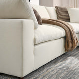 Linden 5 Piece Down Filled Overstuffed Sectional Sofa in Light Beige