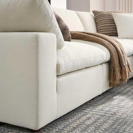 Commix 5 Piece Down Filled Overstuffed Sectional Sofa in Light Beige