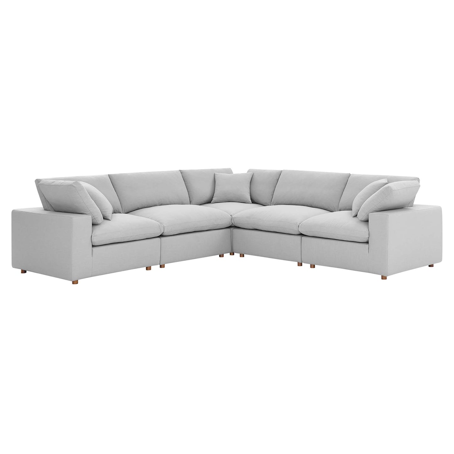Commix 5 Piece Down Filled Overstuffed Sectional Sofa by Furniture for America