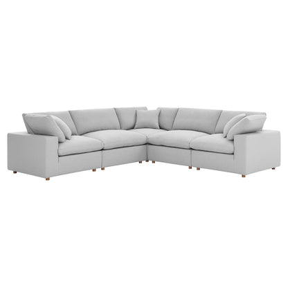 Commix 5 Piece Down Filled Overstuffed Sectional Sofa by Furniture for America