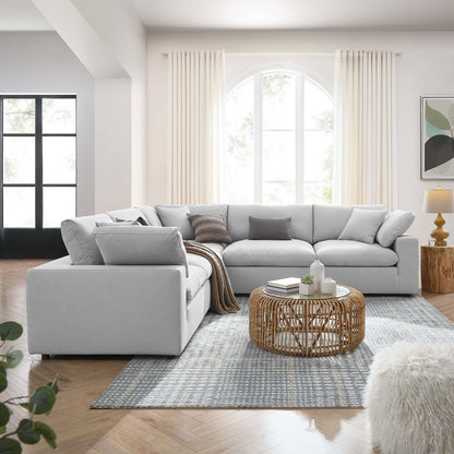Commix 5 Piece Down Filled Overstuffed Sectional Sofa by Furniture for America