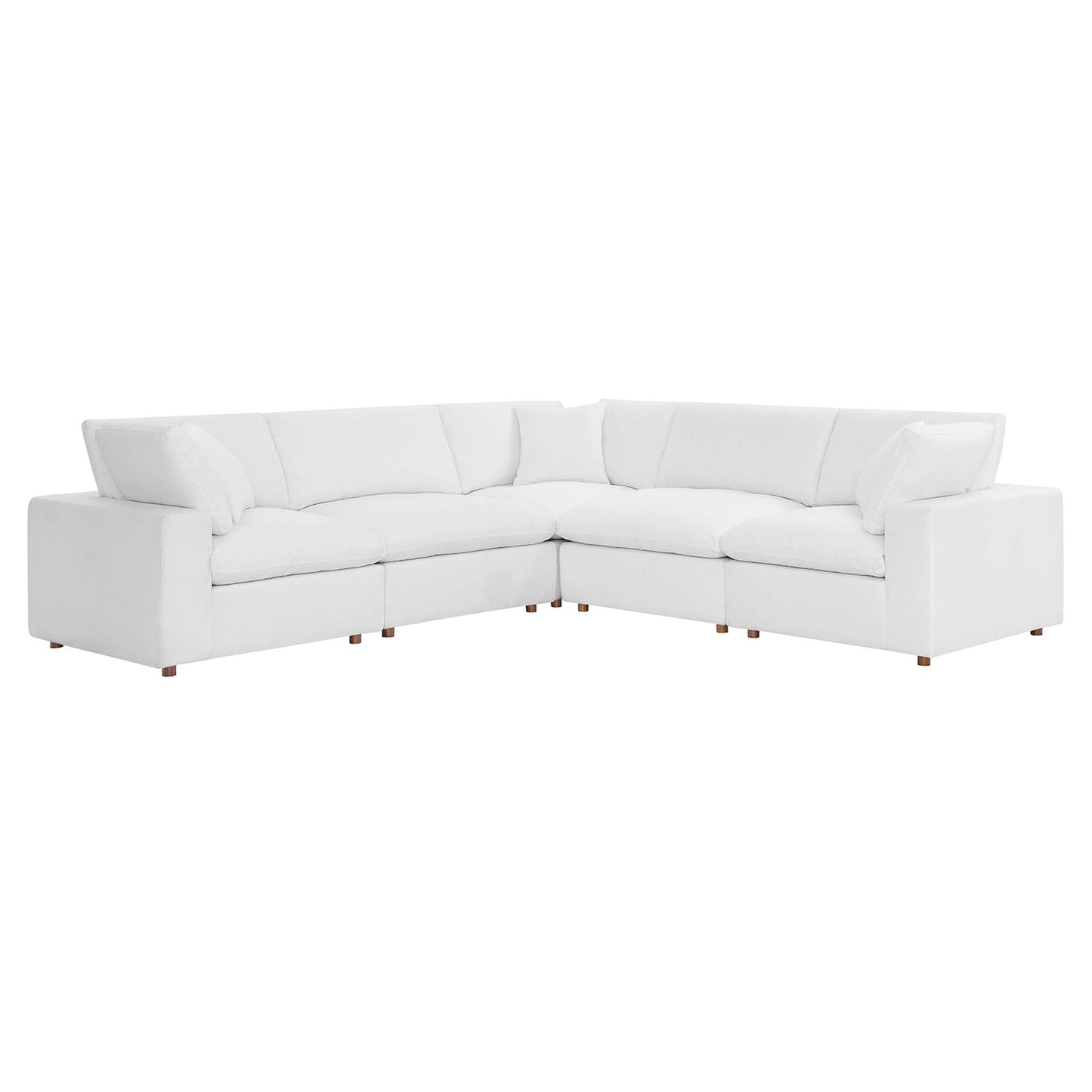 Commix 5 Piece Down Filled Overstuffed Sectional Sofa by Furniture for America