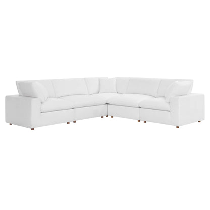 Commix 5 Piece Down Filled Overstuffed Sectional Sofa by Furniture for America