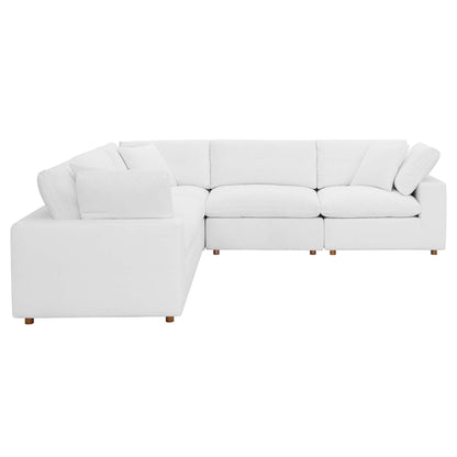 Commix 5 Piece Down Filled Overstuffed Sectional Sofa by Furniture for America