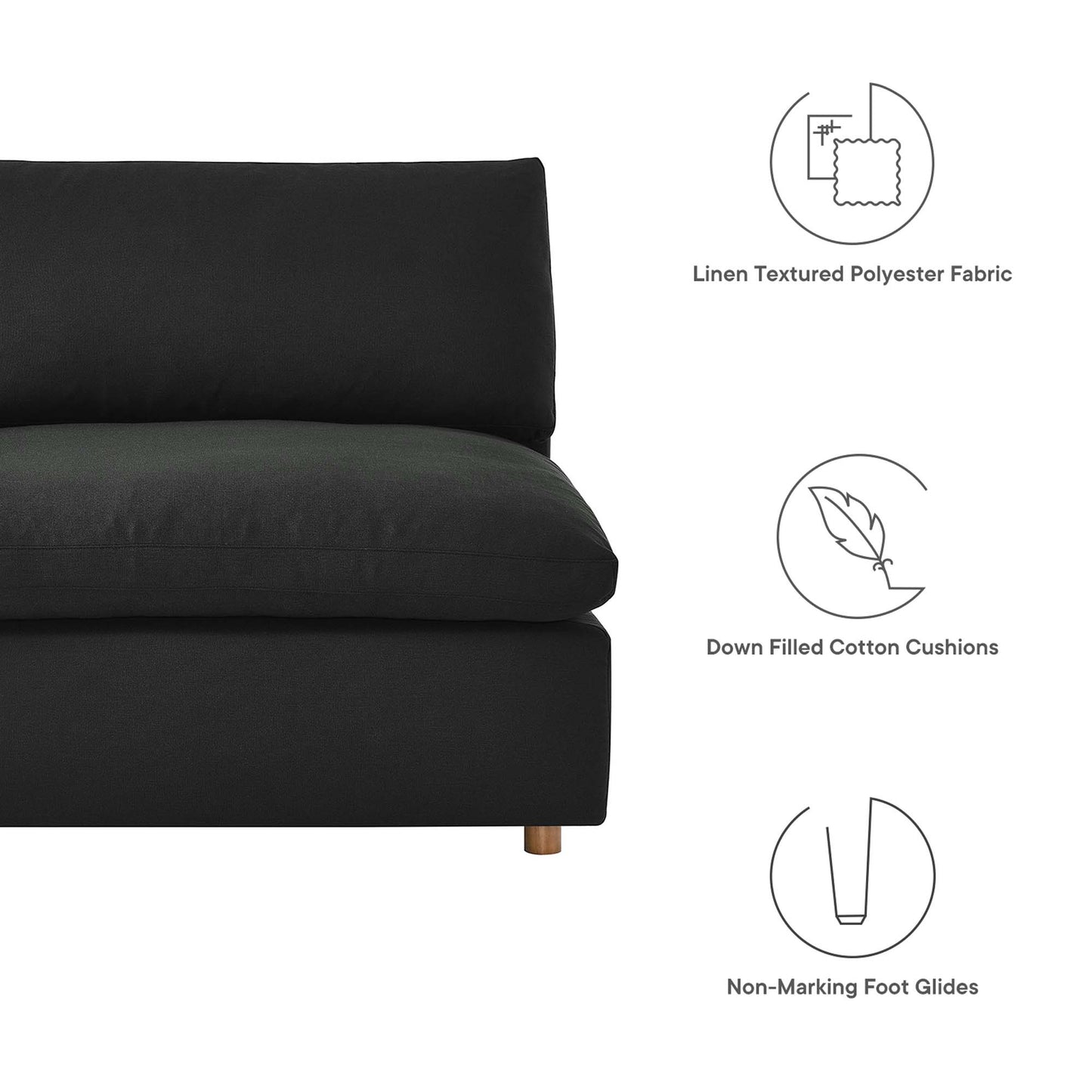 Commix 5-Piece Down Filled Overstuffed Armless Sectional Sofa by Furniture for America