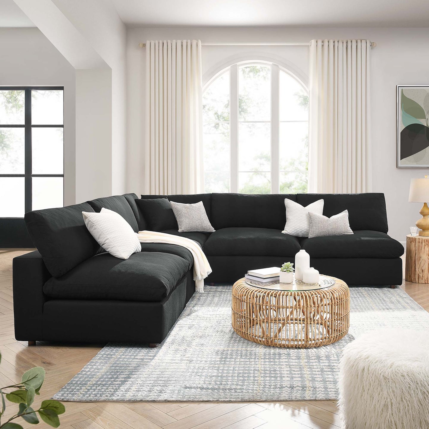 Commix 5-Piece Down Filled Overstuffed Armless Sectional Sofa by Furniture for America