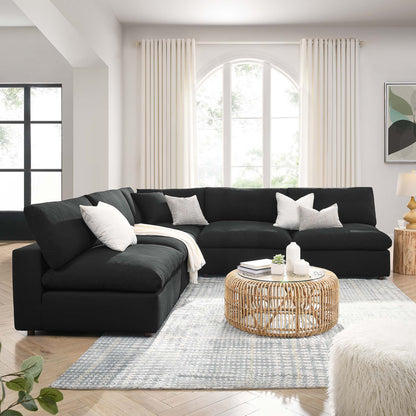 Commix 5-Piece Down Filled Overstuffed Armless Sectional Sofa by Furniture for America