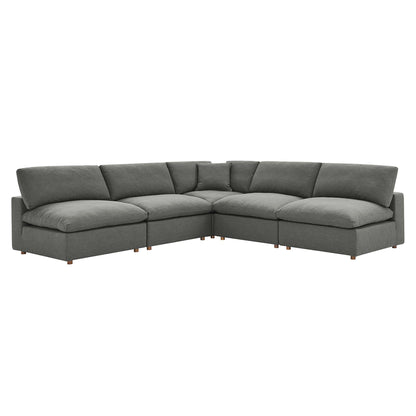 Commix 5-Piece Down Filled Overstuffed Armless Sectional Sofa by Furniture for America