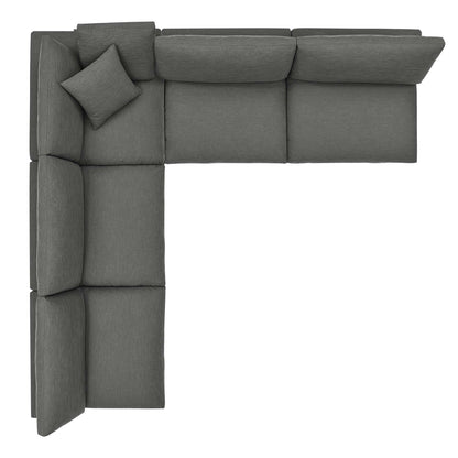 Commix 5-Piece Down Filled Overstuffed Armless Sectional Sofa by Furniture for America