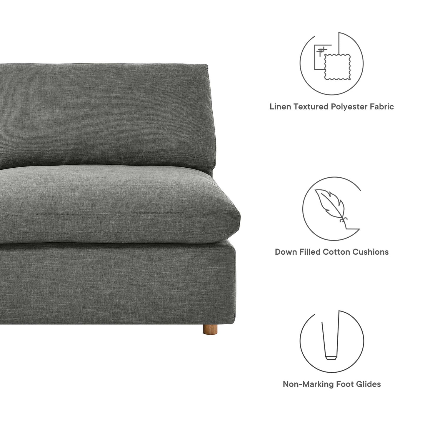 Commix 5-Piece Down Filled Overstuffed Armless Sectional Sofa by Furniture for America