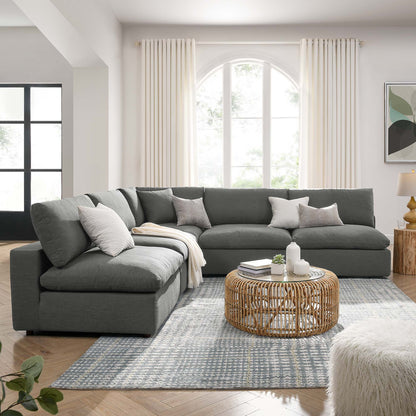 Commix 5-Piece Down Filled Overstuffed Armless Sectional Sofa by Furniture for America