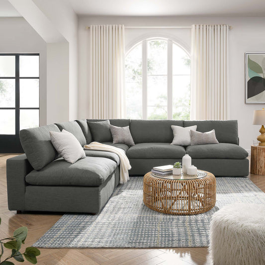Commix 5-Piece Down Filled Overstuffed Armless Sectional Sofa by Furniture for America