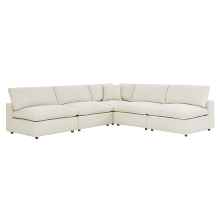 Commix 5-Piece Down Filled Overstuffed Armless Sectional Sofa in Light Beige