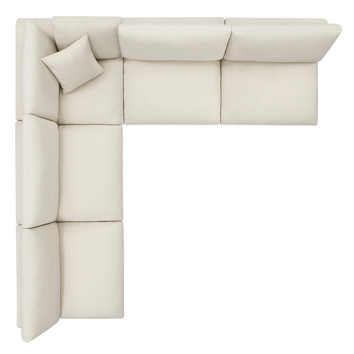 Linden 5-Piece Down Filled Overstuffed Armless Sectional Sofa in Light Beige