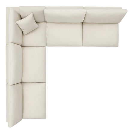 Commix 5-Piece Down Filled Overstuffed Armless Sectional Sofa in Light Beige