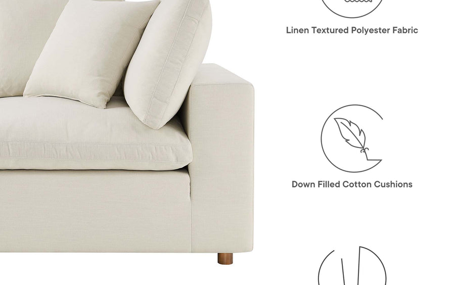 Linden 5-Piece Down Filled Overstuffed Armless Sectional Sofa in Light Beige