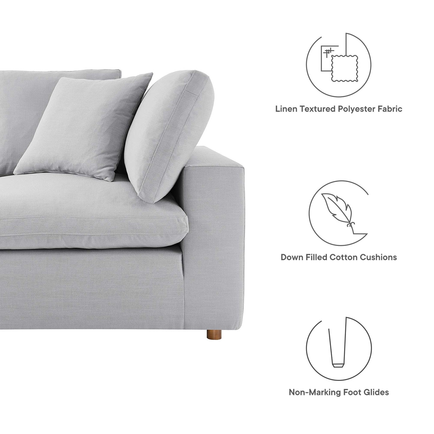Commix 5-Piece Down Filled Overstuffed Armless Sectional Sofa by Furniture for America