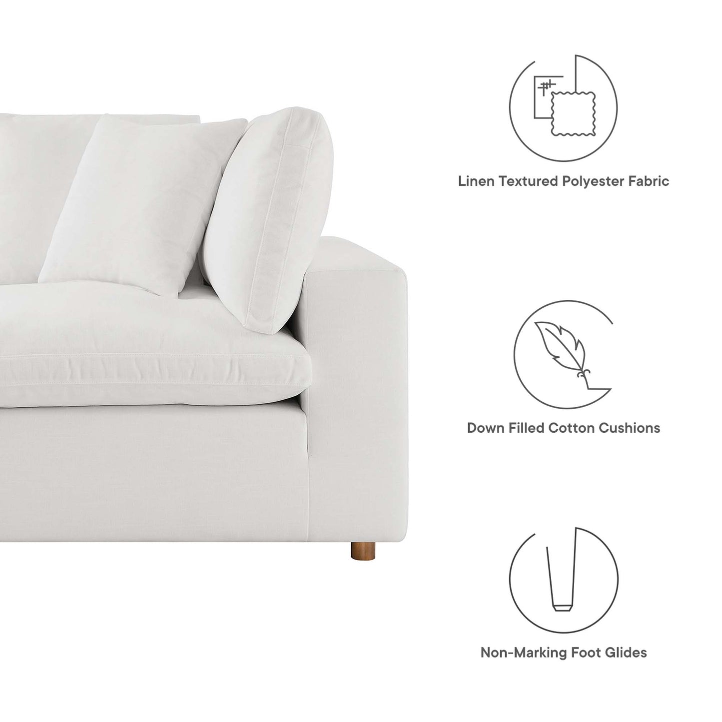 Commix 5-Piece Down Filled Overstuffed Armless Sectional Sofa by Furniture for America