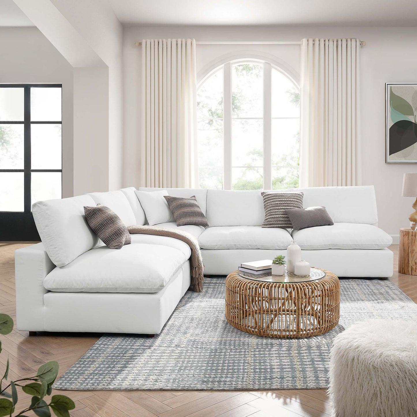 Commix 5-Piece Down Filled Overstuffed Armless Sectional Sofa by Furniture for America