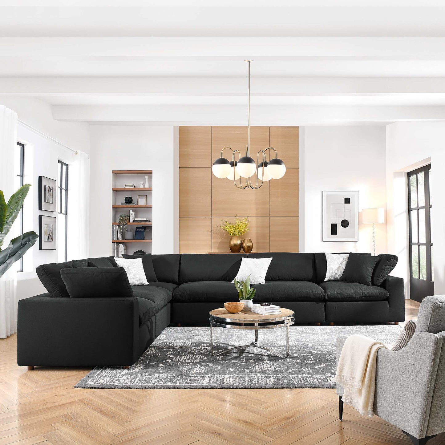 Commix 6 Piece Down Filled Overstuffed Sectional Sofa Set by Furniture for America