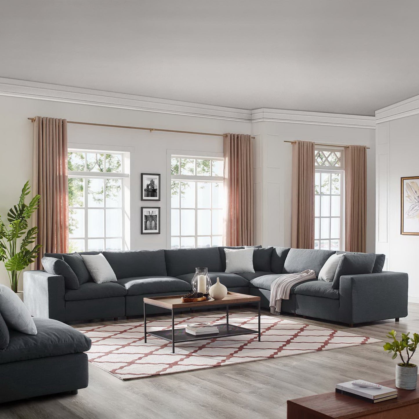 Commix 6 Piece Down Filled Overstuffed Sectional Sofa Set by Furniture for America