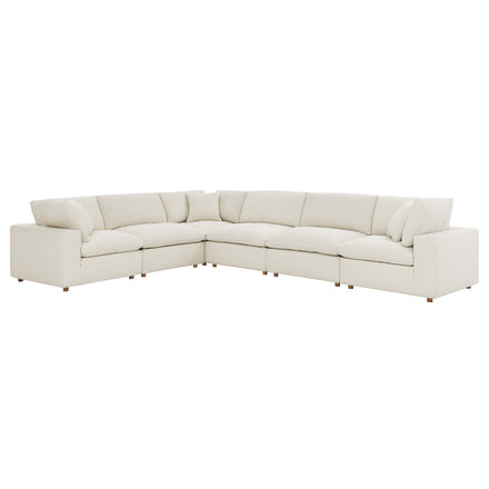 Commix 6 Piece Down Filled Overstuffed Sectional Sofa Set in Light Beige