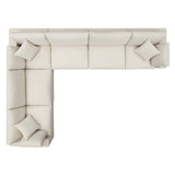 Linden 6 Piece Down Filled Overstuffed Sectional Sofa Set in Light Beige