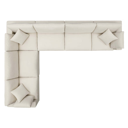 Commix 6 Piece Down Filled Overstuffed Sectional Sofa Set in Light Beige