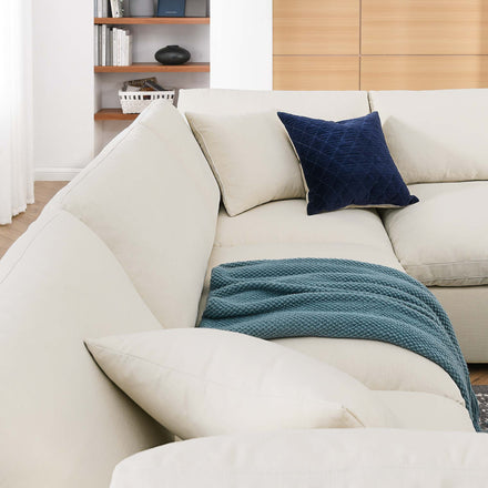 Commix 6 Piece Down Filled Overstuffed Sectional Sofa Set in Light Beige