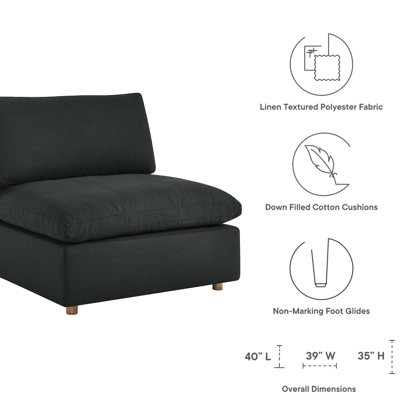 Commix 6-Piece Down Filled Overstuffed Sectional Sofa by Furniture for America