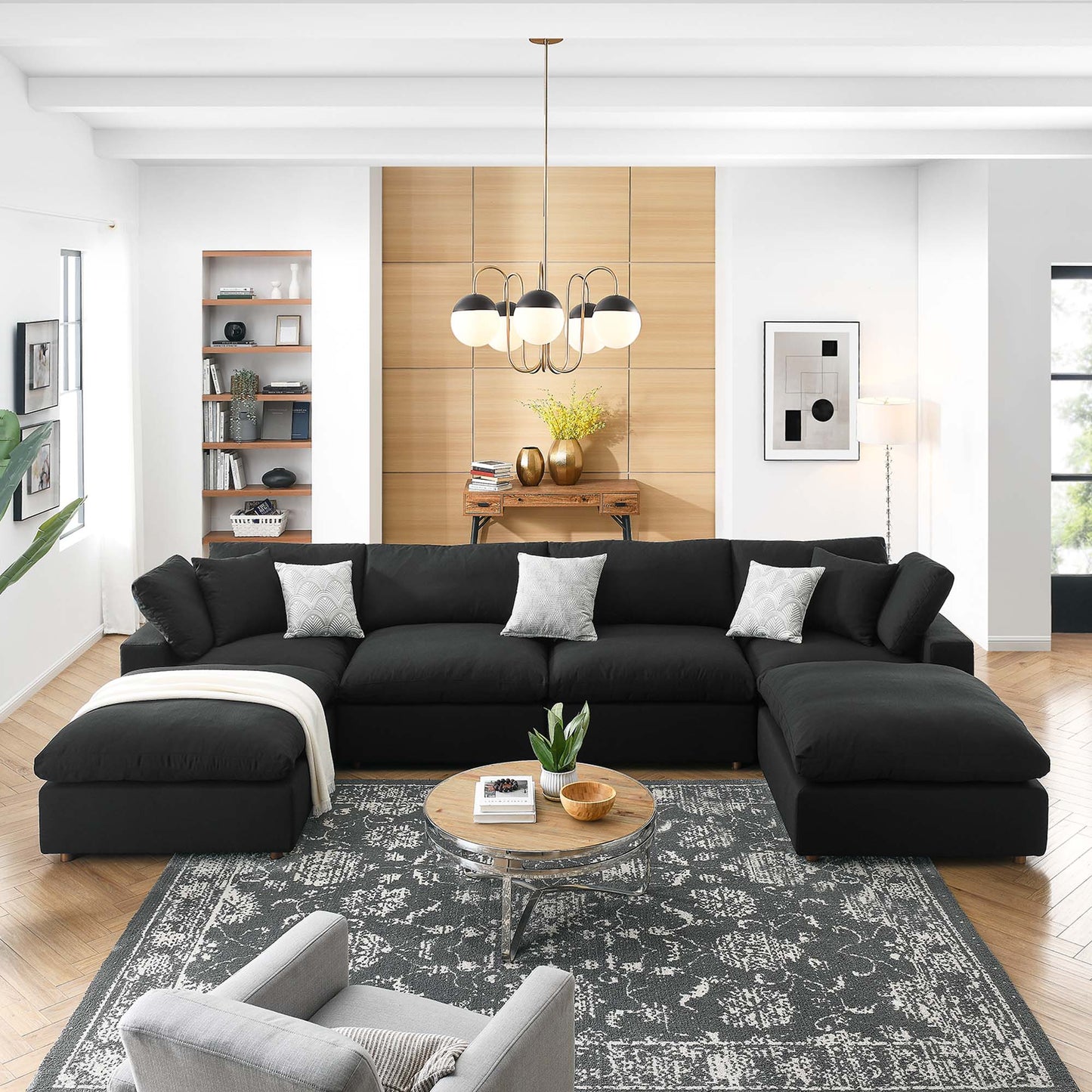 Commix 6-Piece Down Filled Overstuffed Sectional Sofa by Furniture for America