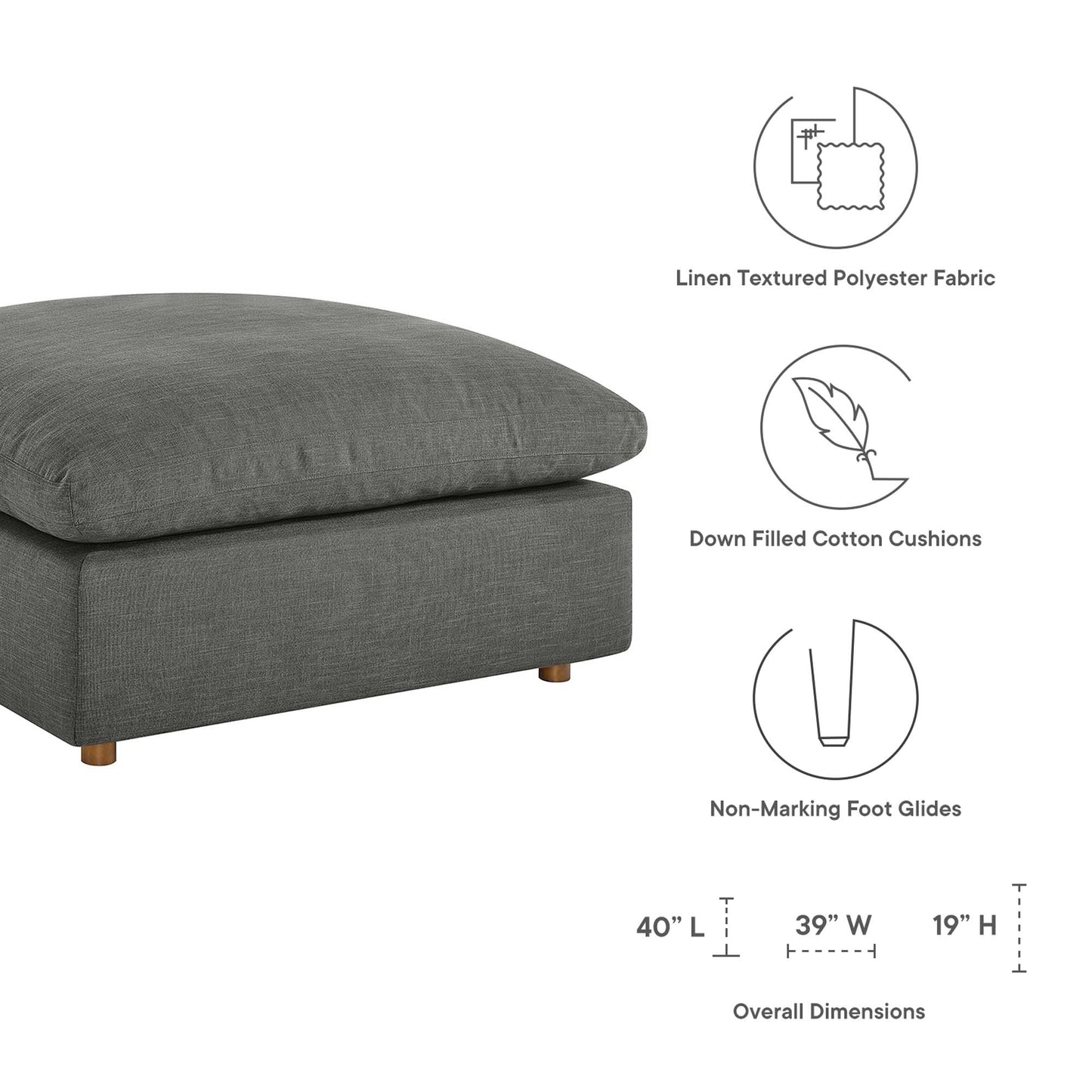 Commix 6-Piece Down Filled Overstuffed Sectional Sofa by Furniture for America