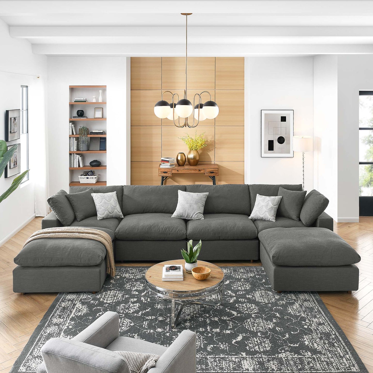 Commix 6-Piece Down Filled Overstuffed Sectional Sofa by Furniture for America