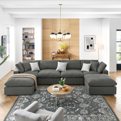 Commix 6-Piece Down Filled Overstuffed Sectional Sofa by Furniture for America