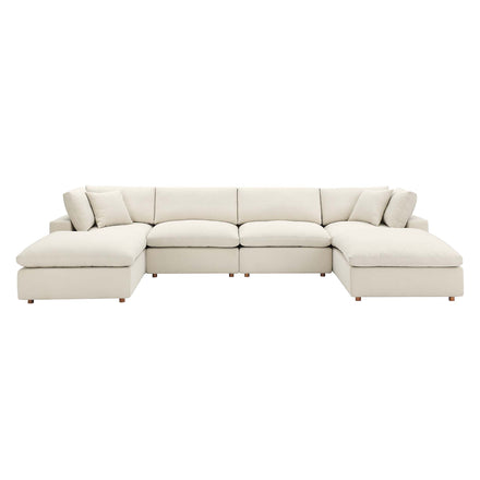 Commix 6-Piece Down Filled Overstuffed Sectional Sofa in Light Beige