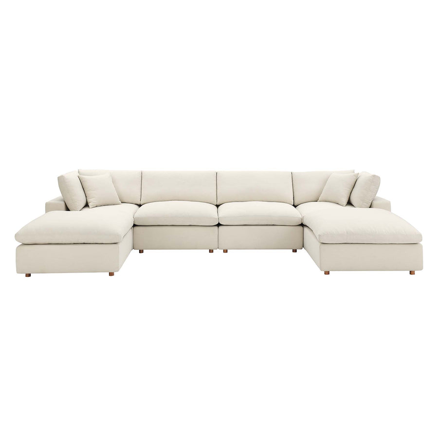 Linden 6-Piece Down Filled Overstuffed Sectional Sofa in Light Beige
